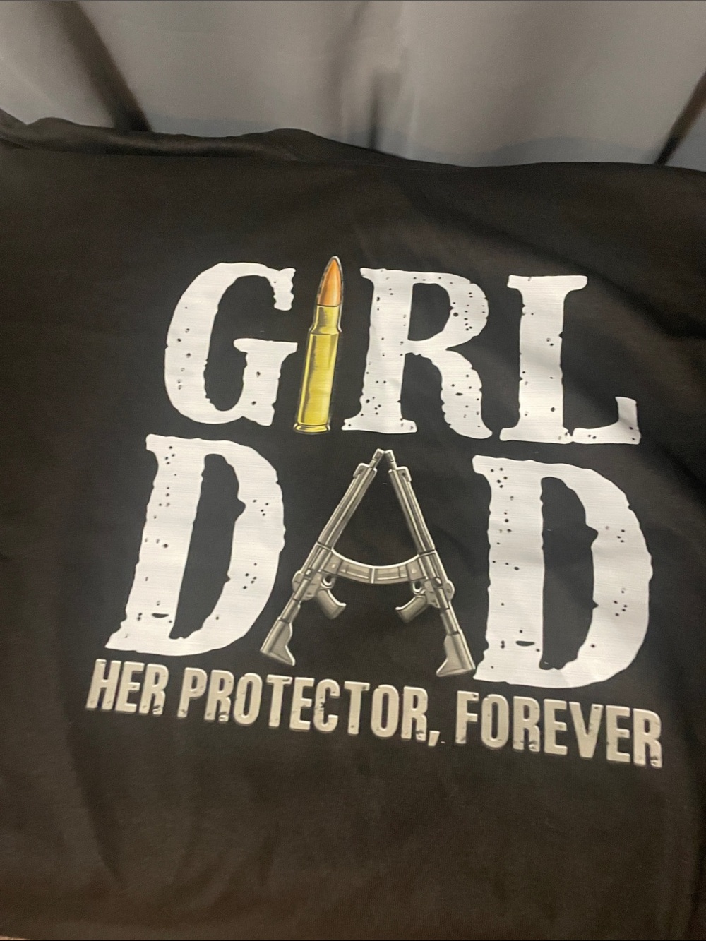 Girl Dad father T shirt Graphic Tee - Black